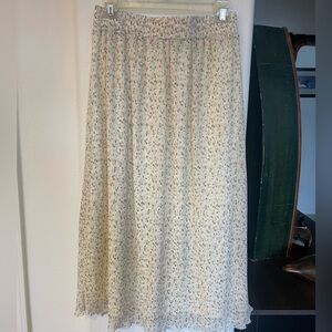 Roolee Cream Floral Maxi Skirt with Elastic Waist